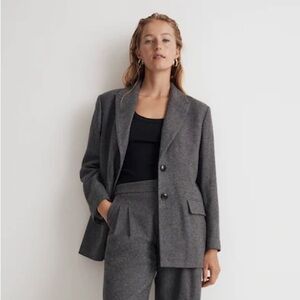 NWT Madewell The Marled Bedford Oversized Blazer - 6 - Gray Melange